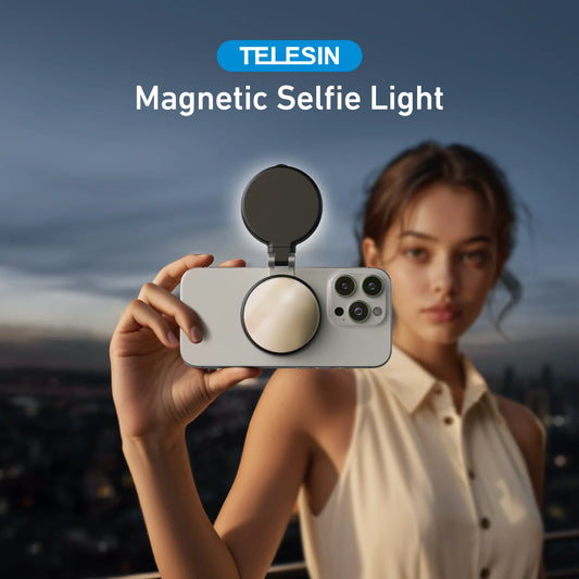 TELESIN Smartphone Magnetic Fill Light Mini Selfie Light 3 Modes Adjustable Brightness for Iphone XIAOMI HUAWEI SAMSUNG Phone -
Glow Anytime, Anywhere — Capture Your Best Self with Magnetic Lighting Magic