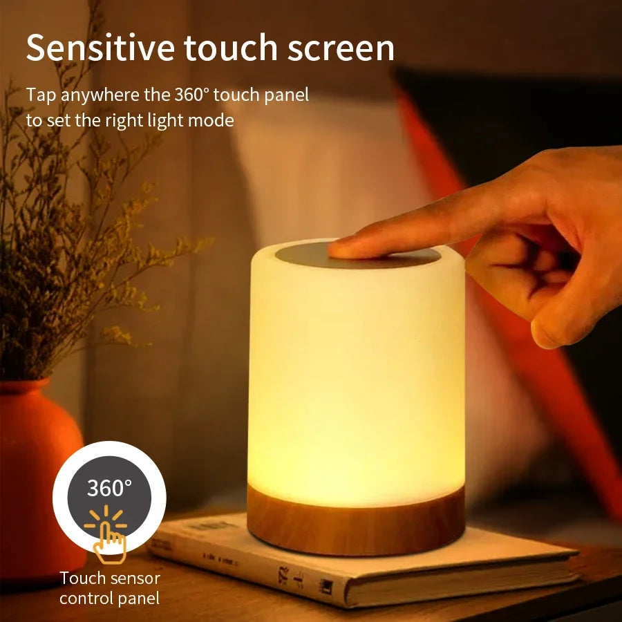 Touch Bedside Table Lamp RGB USB Rechargeable Night Light NightStand Desk Lamp Bedroom Decoration Kids Gift Dining Table Light  - Touch, Glow, Relax — The Bedside Lamp That Transforms Every Moment into Calm