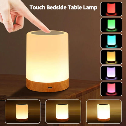 Touch Bedside Table Lamp RGB USB Rechargeable Night Light NightStand Desk Lamp Bedroom Decoration Kids Gift Dining Table Light  - Touch, Glow, Relax — The Bedside Lamp That Transforms Every Moment into Calm