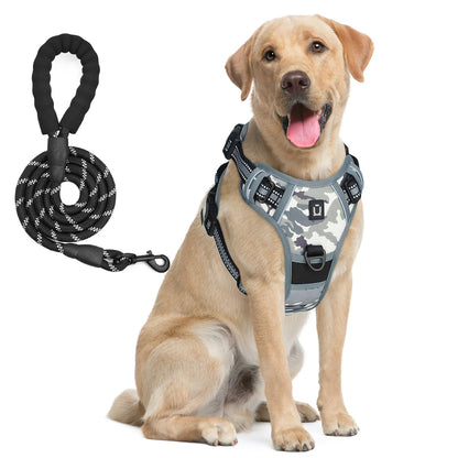 Dog Harness and Leash Combo, Escape Proof No Pull Vest Harness, with 5 Feet Leash, Reflective Adjustable Soft Padded Pet Harness - Walks Made Worry-Free — The Harness That Keeps Your Best Friend Safe, Happy, and Close.