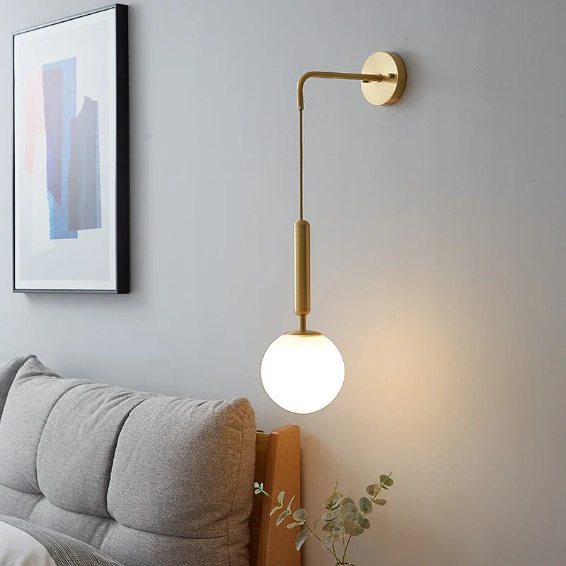 Minimalist LED Wall Light – Elegant Glass Bedside Lamp