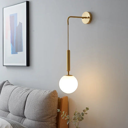 Minimalist LED Wall Light – Elegant Glass Bedside Lamp