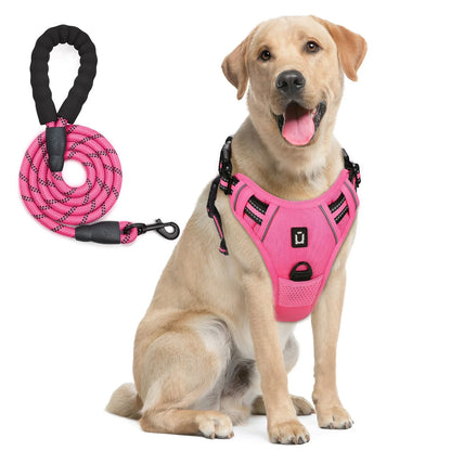 Dog Harness and Leash Combo, Escape Proof No Pull Vest Harness, with 5 Feet Leash, Reflective Adjustable Soft Padded Pet Harness - Walks Made Worry-Free — The Harness That Keeps Your Best Friend Safe, Happy, and Close.