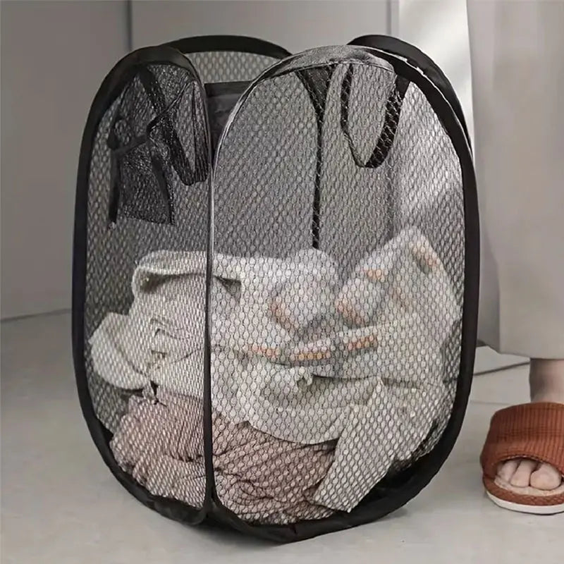 Mesh Pop-up Laundry Basket, , Large Capacity Storage  - Finally, a Foldable Laundry Basket That Saves Space and Stress.