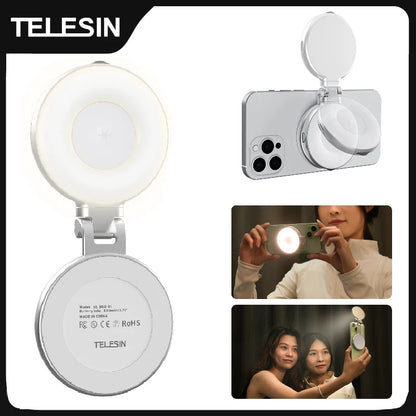 TELESIN Smartphone Magnetic Fill Light Mini Selfie Light 3 Modes Adjustable Brightness for Iphone XIAOMI HUAWEI SAMSUNG Phone -
Glow Anytime, Anywhere — Capture Your Best Self with Magnetic Lighting Magic