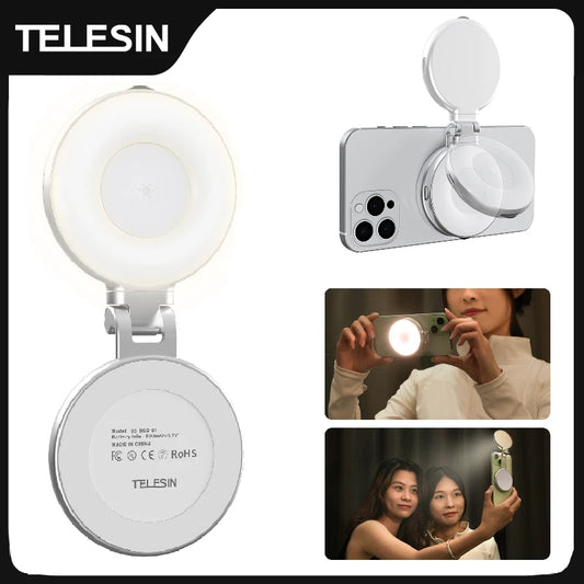 TELESIN Smartphone Magnetic Fill Light Mini Selfie Light 3 Modes Adjustable Brightness for Iphone XIAOMI HUAWEI SAMSUNG Phone -
Glow Anytime, Anywhere — Capture Your Best Self with Magnetic Lighting Magic
