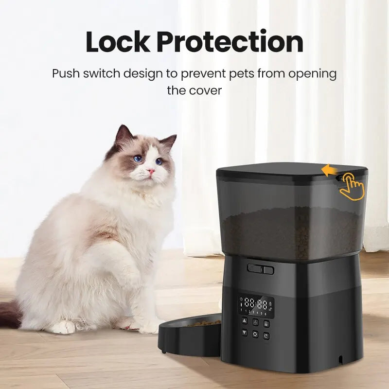 ROJECO Automatic Pet Feeder Button Version Auto Cat Food Dispenser Accessories Smart Control Pet Feeder For Cats Dog Dry Food - Healthy Portions, Happy Pets — Simplify Feeding Time with Smart, Stress-Free Automation.