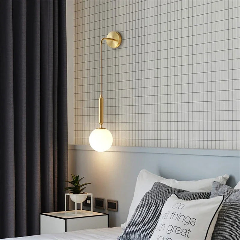 Minimalist LED Wall Light – Elegant Glass Bedside Lamp