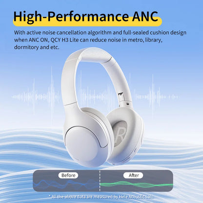 QCY H3 Lite Bluetooth 5.3 ANC Headset — HiFi 40mm Drivers, Noise Cancelling Comfort for Work, Travel & Study