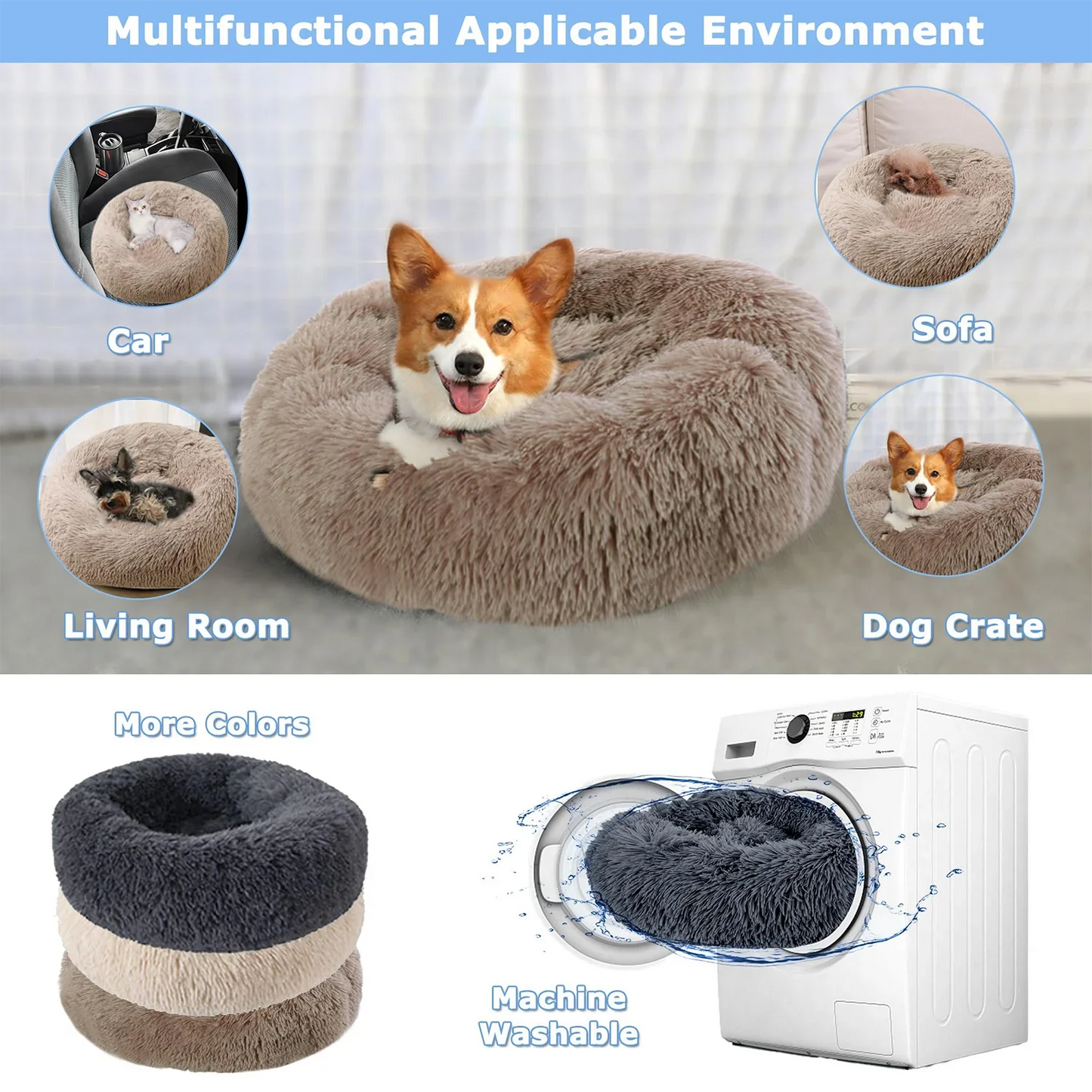 Super Soft Pet  Bed Plush Full Size Washable Calm Bed Donut Bed Comfortable Sleeping Artifact Suitable For Winter - Give Your pet  the Sleep They Deserve — The Bed That Feels Like a Warm Hug