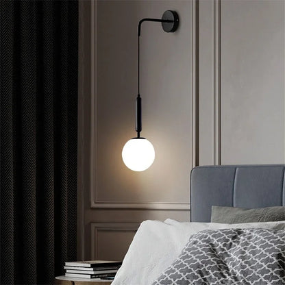 Minimalist LED Wall Light – Elegant Glass Bedside Lamp