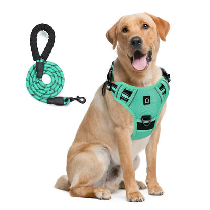 Dog Harness and Leash Combo, Escape Proof No Pull Vest Harness, with 5 Feet Leash, Reflective Adjustable Soft Padded Pet Harness - Walks Made Worry-Free — The Harness That Keeps Your Best Friend Safe, Happy, and Close.