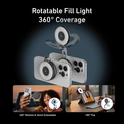 TELESIN Smartphone Magnetic Fill Light Mini Selfie Light 3 Modes Adjustable Brightness for Iphone XIAOMI HUAWEI SAMSUNG Phone -
Glow Anytime, Anywhere — Capture Your Best Self with Magnetic Lighting Magic