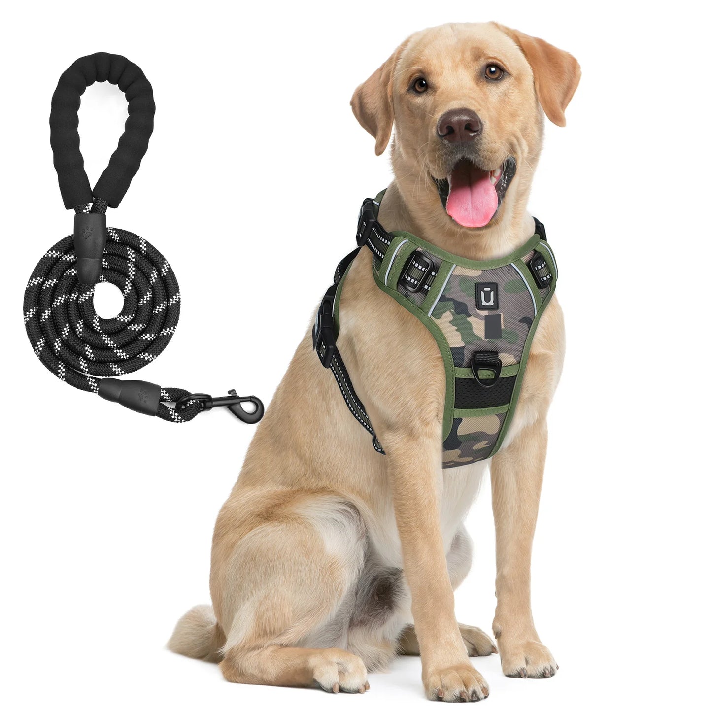 Dog Harness and Leash Combo, Escape Proof No Pull Vest Harness, with 5 Feet Leash, Reflective Adjustable Soft Padded Pet Harness - Walks Made Worry-Free — The Harness That Keeps Your Best Friend Safe, Happy, and Close.