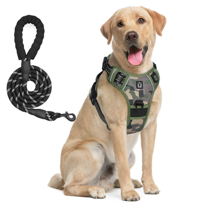 Dog Harness and Leash Combo, Escape Proof No Pull Vest Harness, with 5 Feet Leash, Reflective Adjustable Soft Padded Pet Harness - Walks Made Worry-Free — The Harness That Keeps Your Best Friend Safe, Happy, and Close.