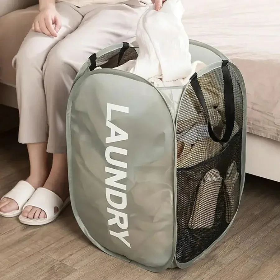 Mesh Pop-up Laundry Basket, , Large Capacity Storage  - Finally, a Foldable Laundry Basket That Saves Space and Stress.