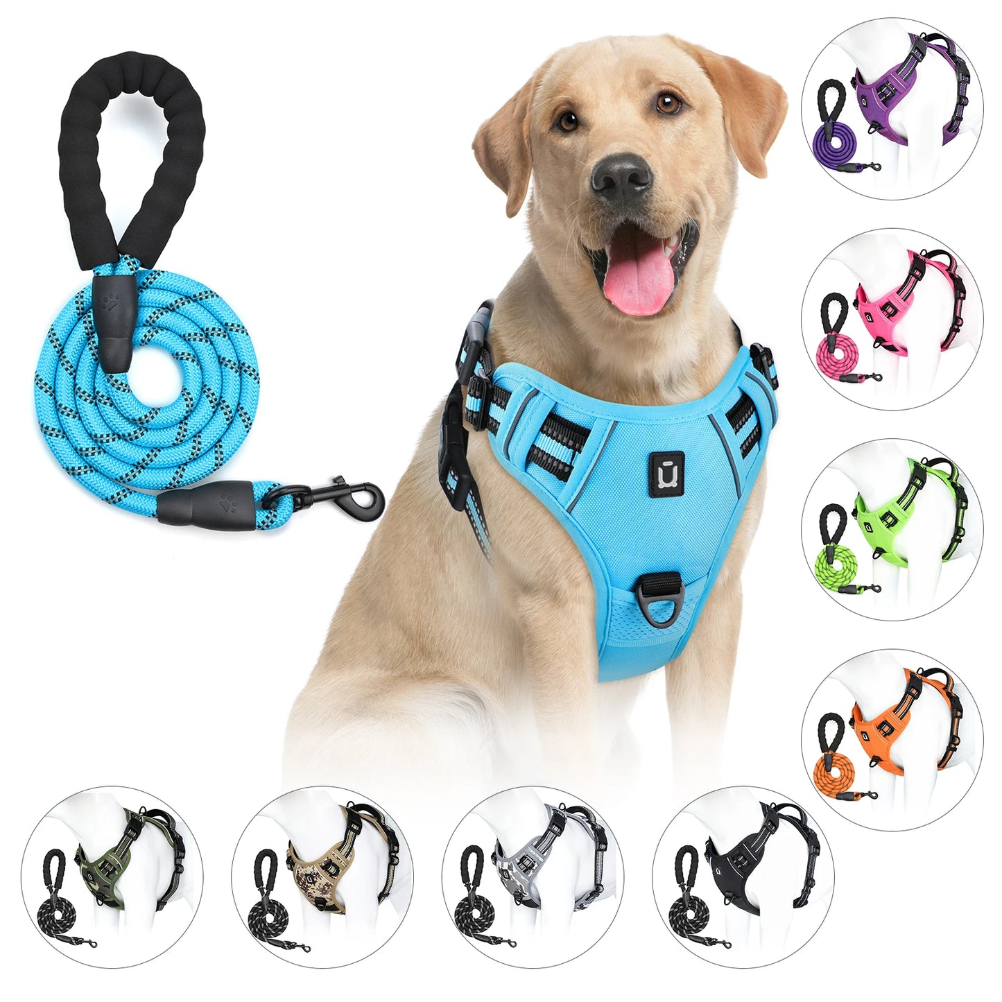 Dog Harness and Leash Combo, Escape Proof No Pull Vest Harness, with 5 Feet Leash, Reflective Adjustable Soft Padded Pet Harness - Walks Made Worry-Free — The Harness That Keeps Your Best Friend Safe, Happy, and Close.