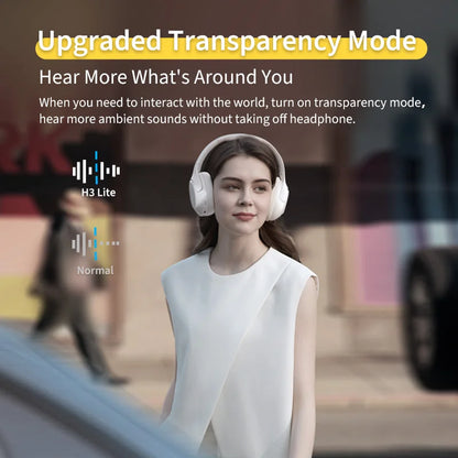 QCY H3 Lite Bluetooth 5.3 ANC Headset — HiFi 40mm Drivers, Noise Cancelling Comfort for Work, Travel & Study