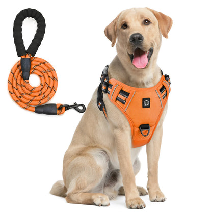 Dog Harness and Leash Combo, Escape Proof No Pull Vest Harness, with 5 Feet Leash, Reflective Adjustable Soft Padded Pet Harness - Walks Made Worry-Free — The Harness That Keeps Your Best Friend Safe, Happy, and Close.