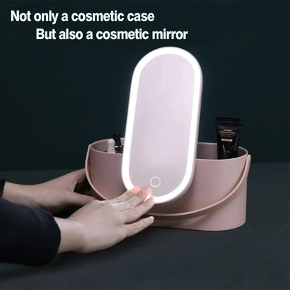 Portable Makeup Organizer Box with LED Mirror