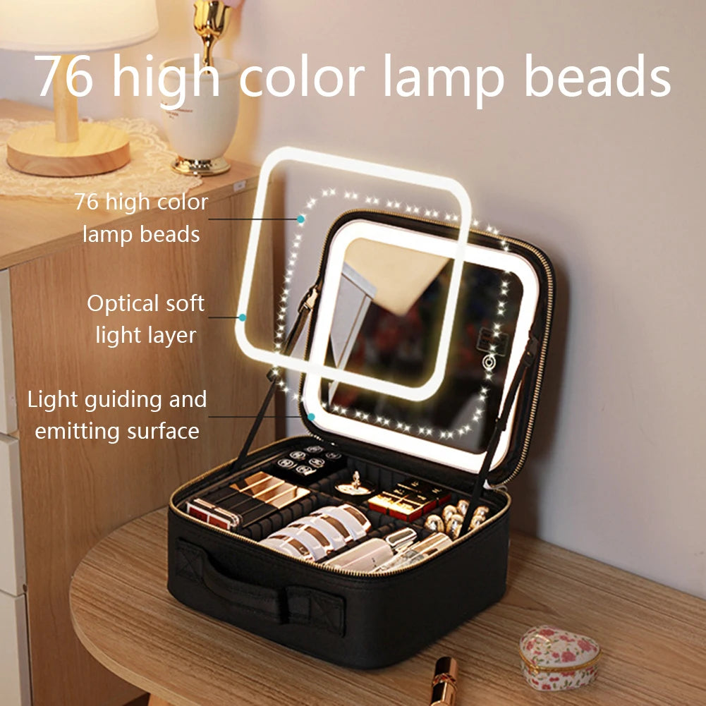 Smart LED Cosmetic Case With Mirror Travel Makeup Bag Large Capacity Female Beautician Skincare Product
Perfect Lighting, Perfect Organisation — Your All-In-One Beauty Case for Travelling in Style